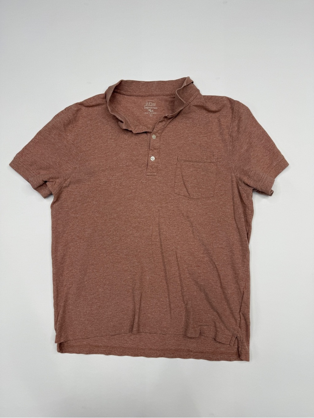 J. Crew Re-Imagined Stretch Pique Pocket Polo Shirt Rose Brown L
